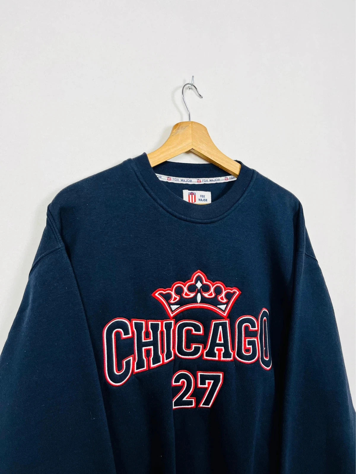 Pull Américain Chicago Vintage Bleu Marine Logo Brodé - XL (A40)