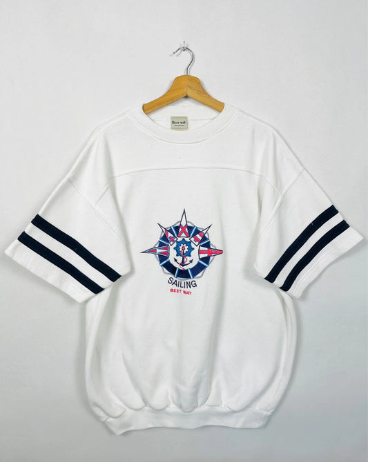 Sweat à Manches Courtes Vintage Logo Brodé - XL (A66)