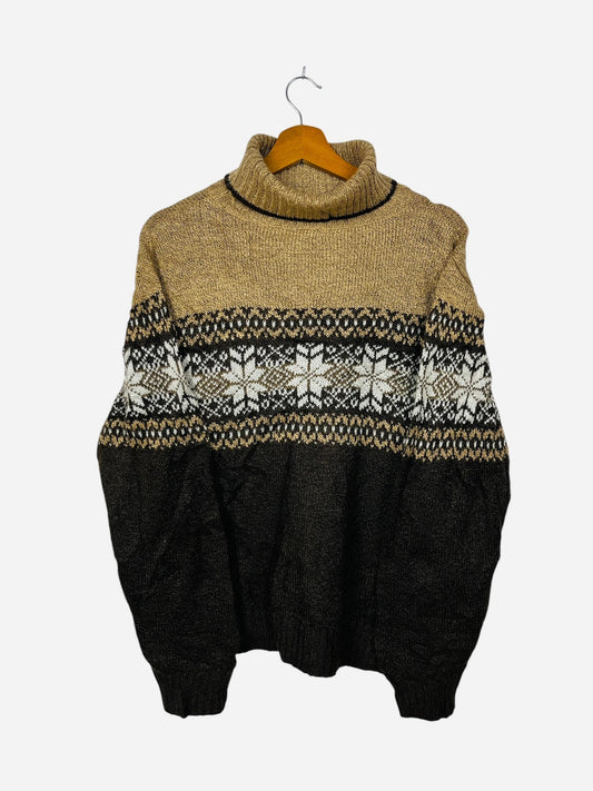 Pull Crewneck à Col Roulé Vintage Marron - M (A396)