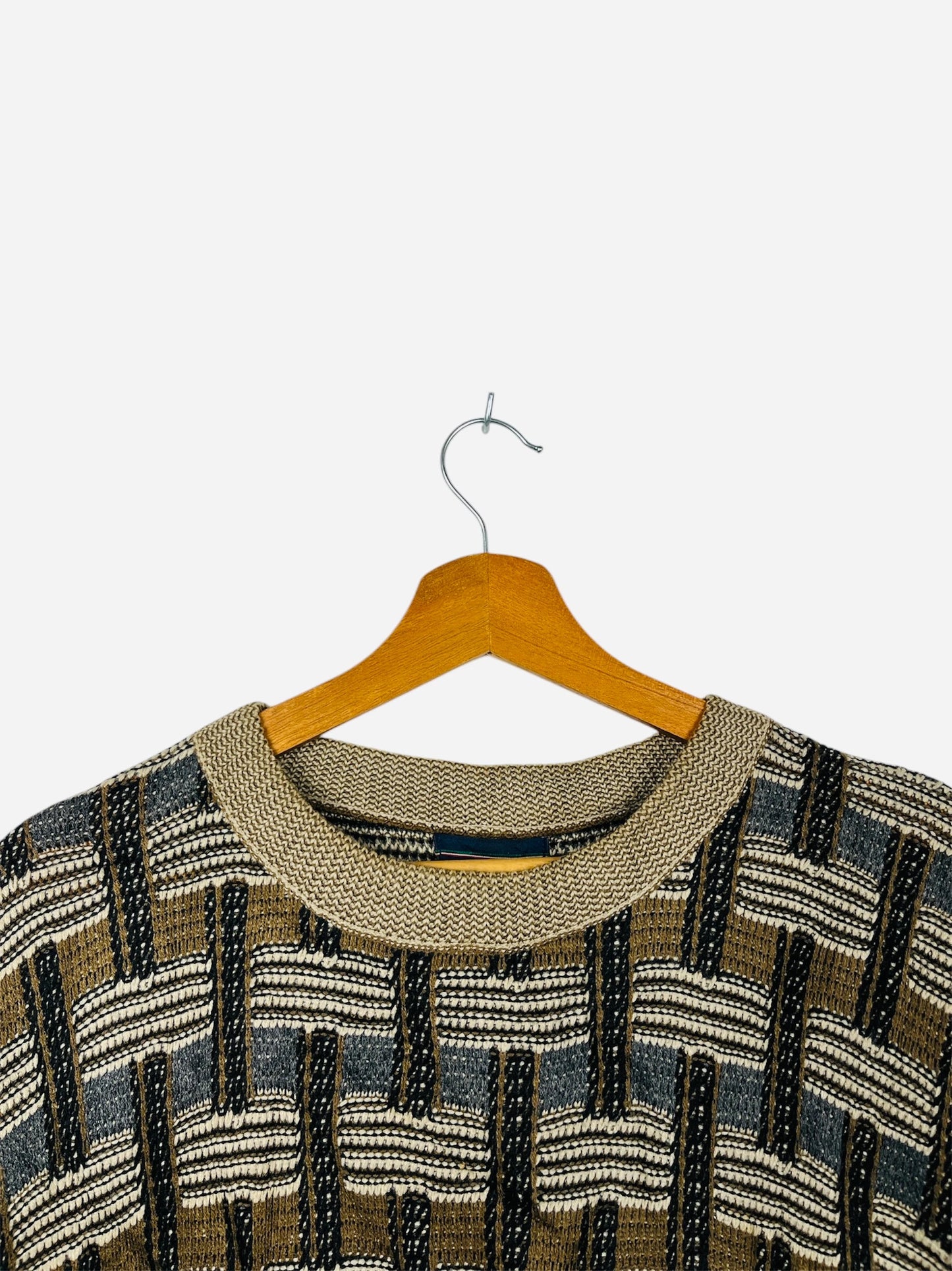 Pull Crewneck Vintage Sweat Beige & Marron - XXL (A409)