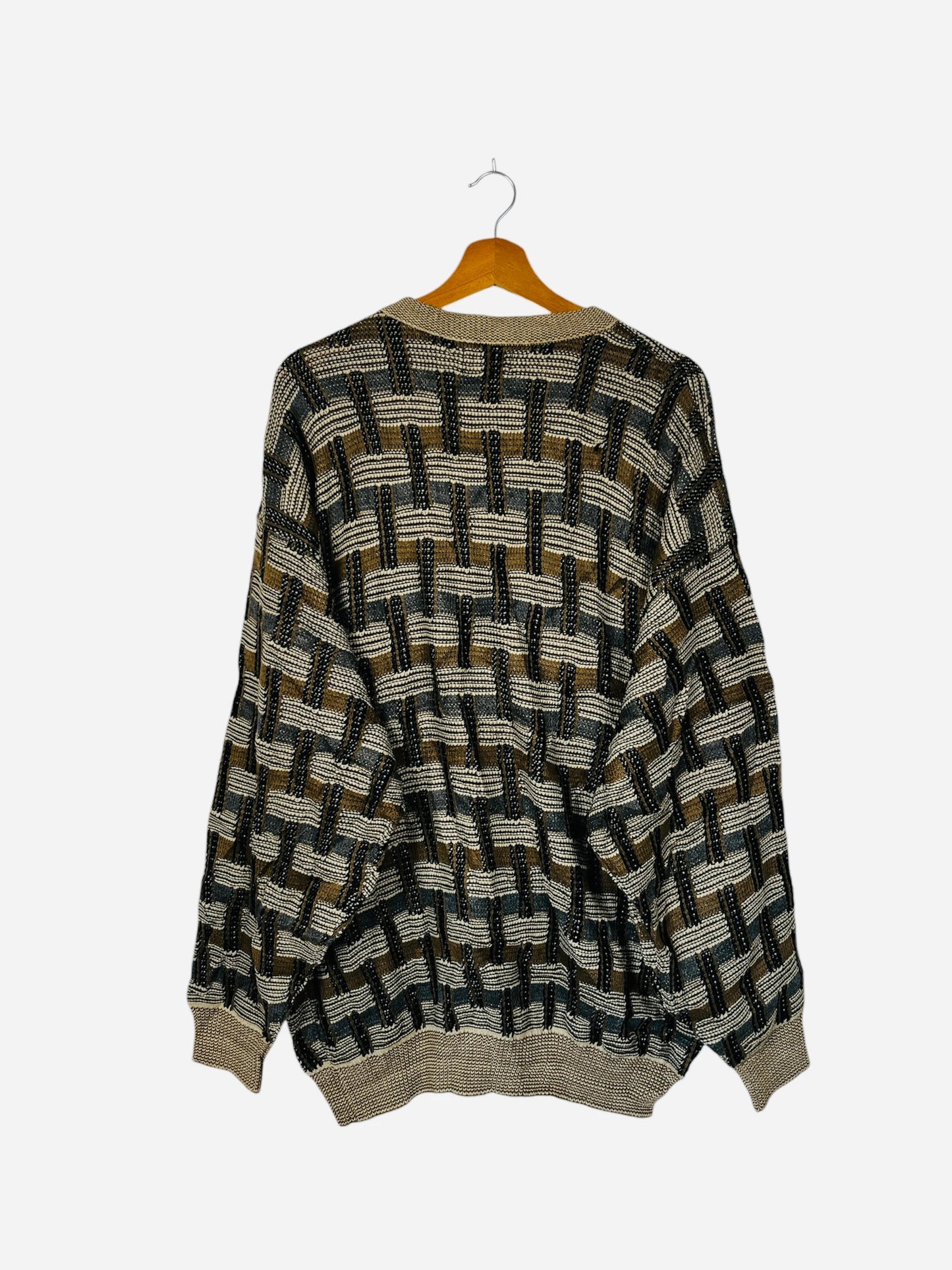 Pull Crewneck Vintage Sweat Beige & Marron - XXL (A409)
