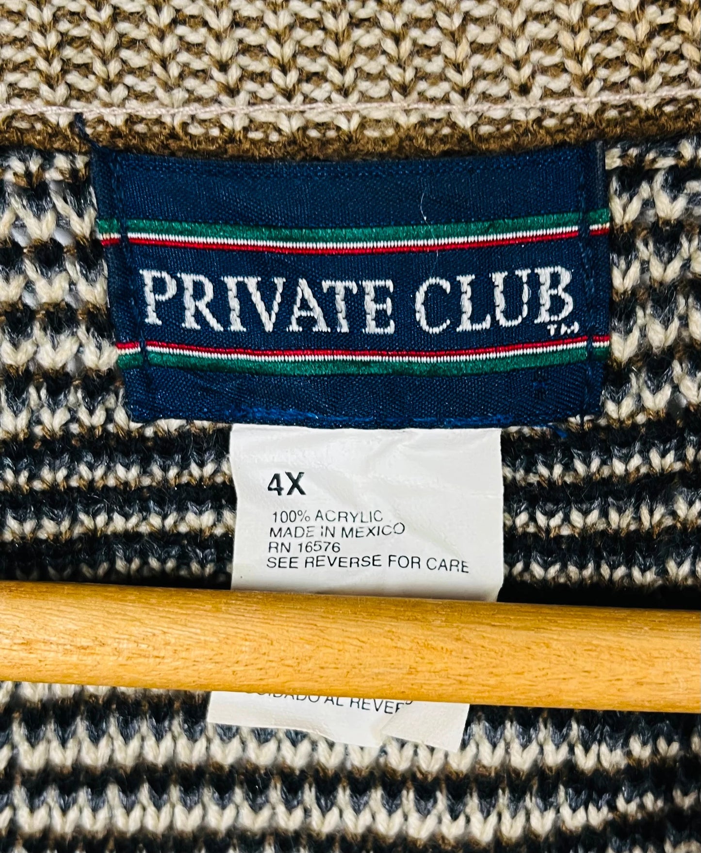Pull Crewneck Vintage Sweat Beige & Marron - XXL (A409)