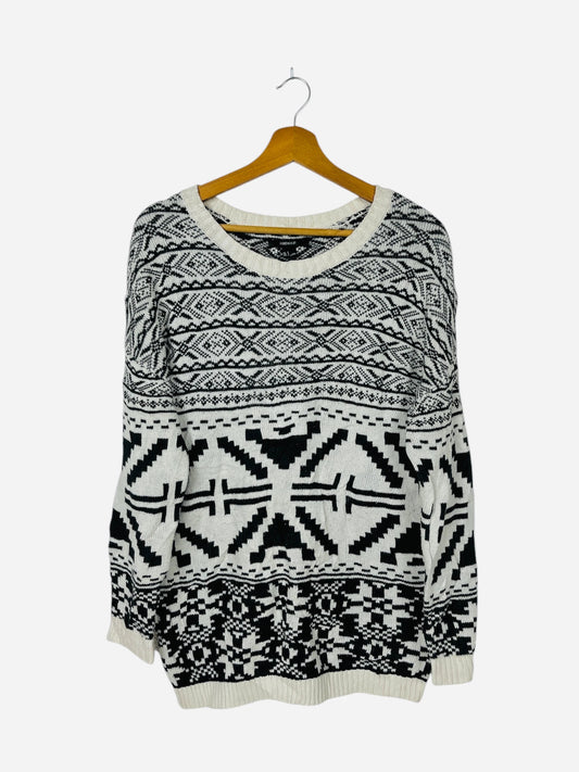 Pull Sweat Crewneck Vintage Noir & Blanc - S (A428)