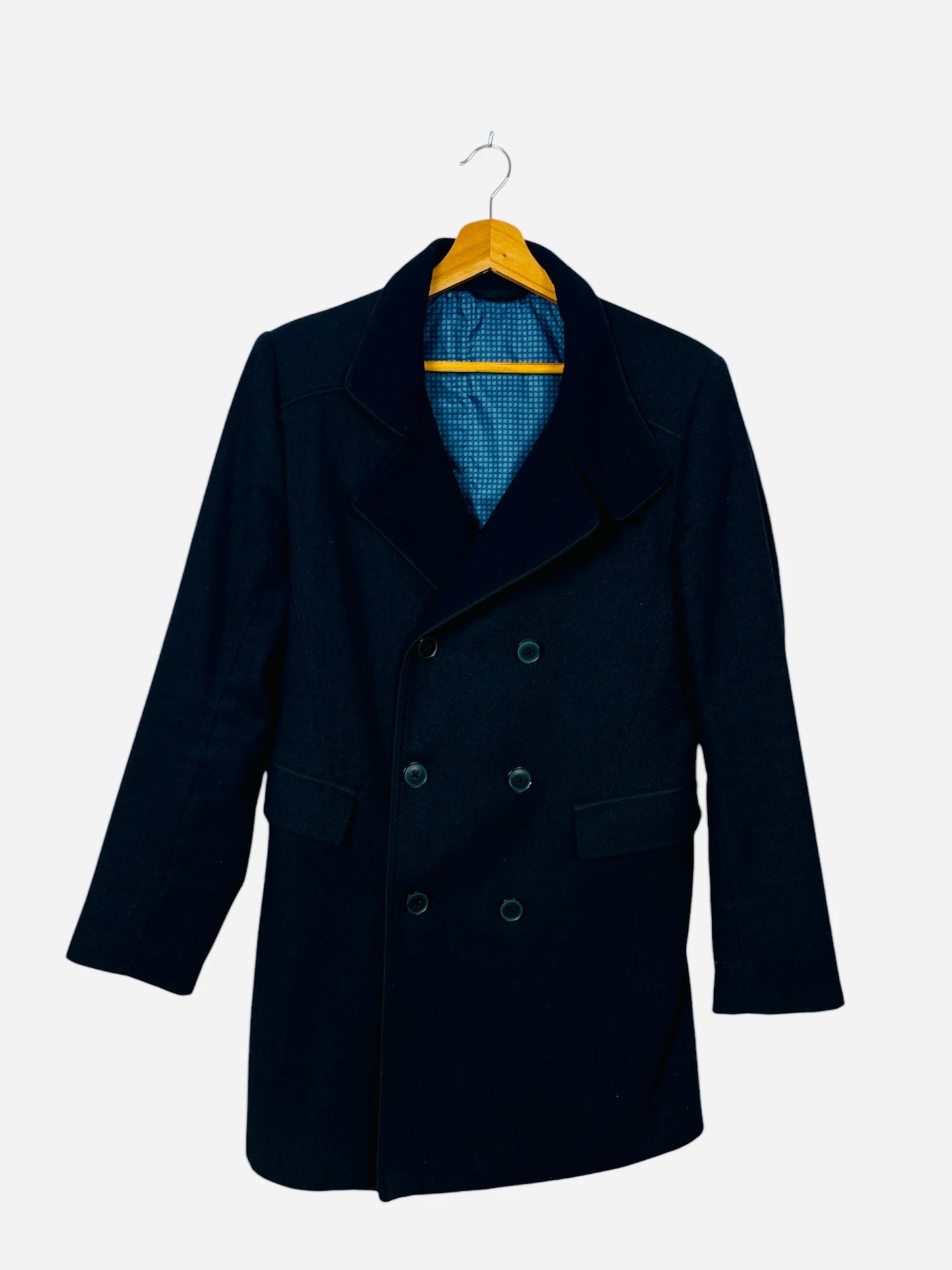 Manteau Jacket Droit Long Pardessus Bleu Marine - S (A456)