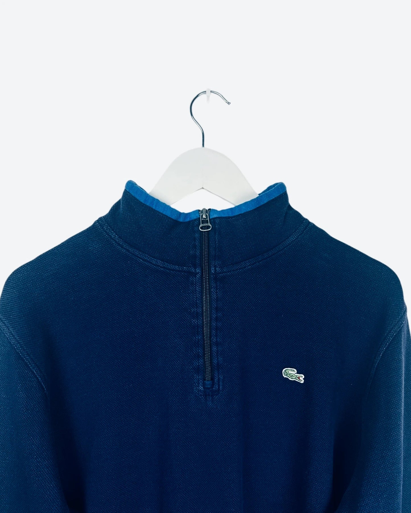 Pull 1/4 Zip Sweat Lacoste Y2K Style Bleu Marine - XL (B17)