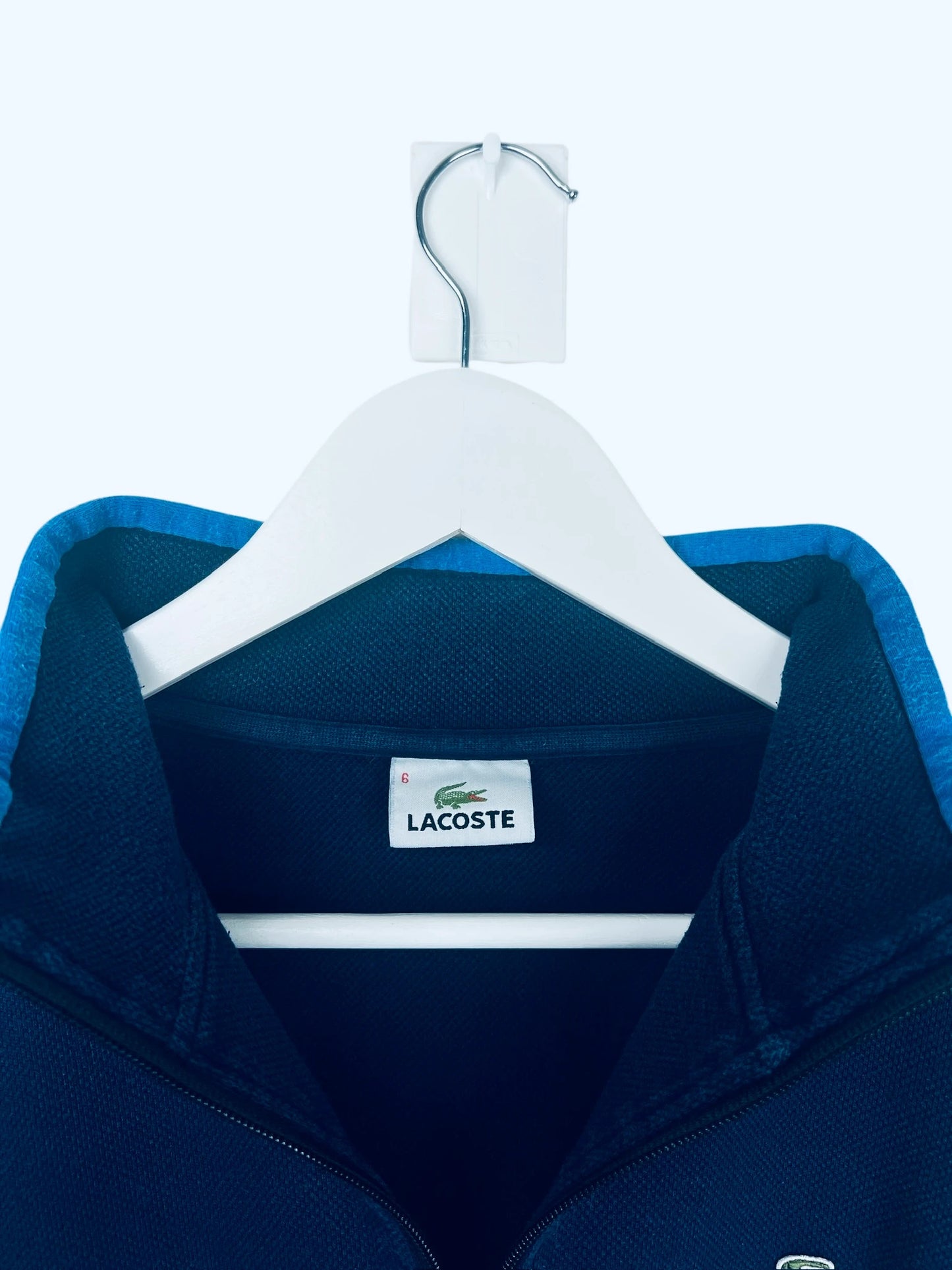 Pull 1/4 Zip Sweat Lacoste Y2K Style Bleu Marine - XL (B17)