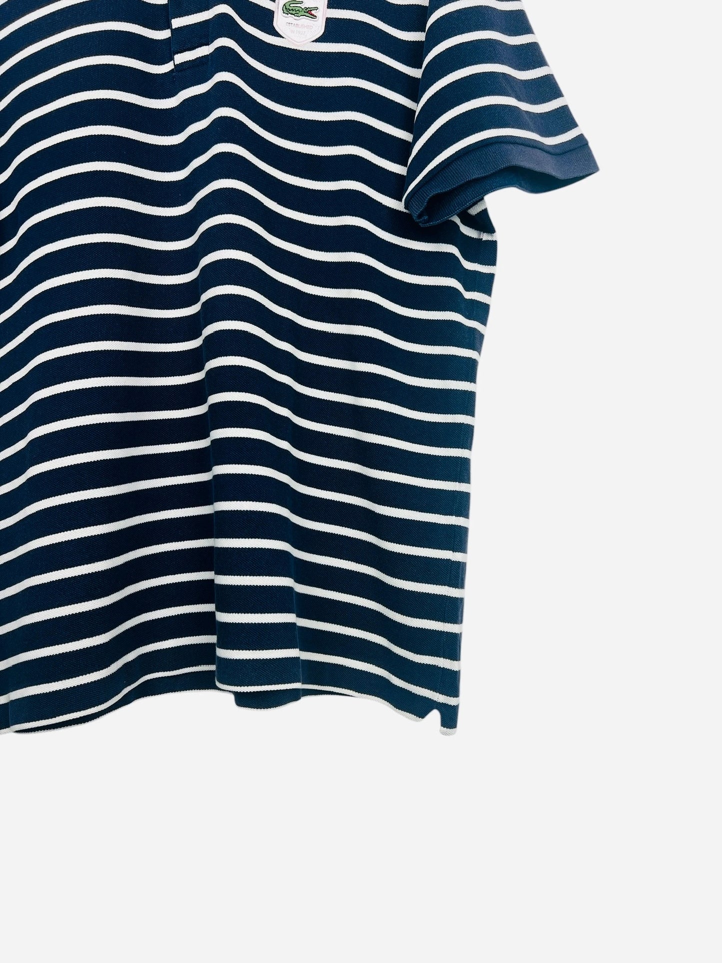 Polo Lacoste Logo Brodé Rayé Sport Tennis Marine - XL (B51)