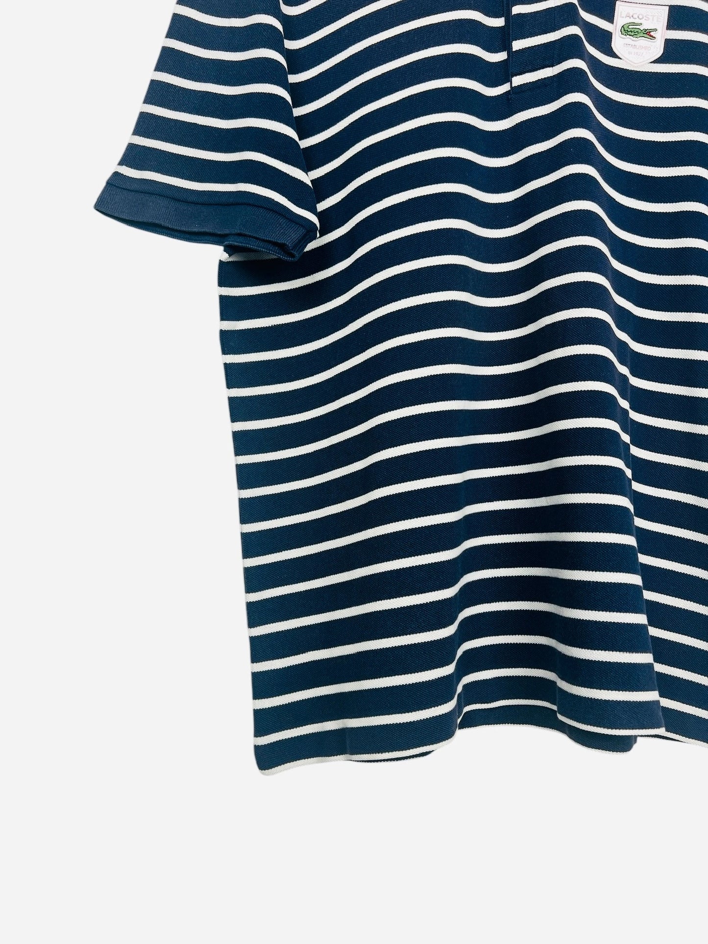 Polo Lacoste Logo Brodé Rayé Sport Tennis Marine - XL (B51)