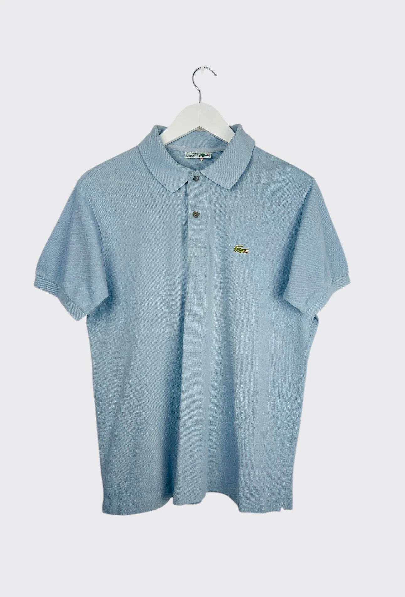 Polo Lacoste Brodé Uni Vintage Bleu - M (B32)