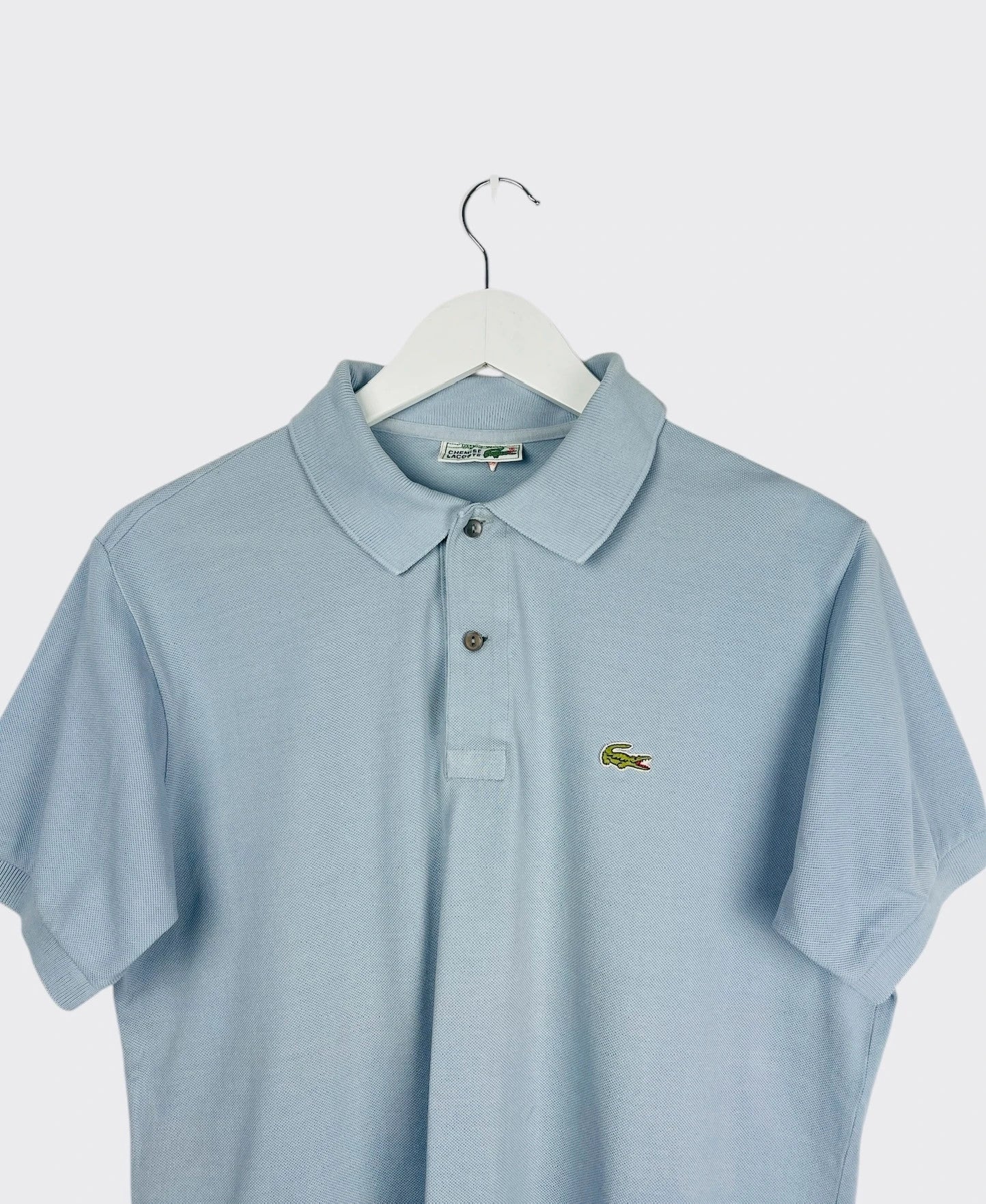 Polo Lacoste Brodé Uni Vintage Bleu - M (B32)