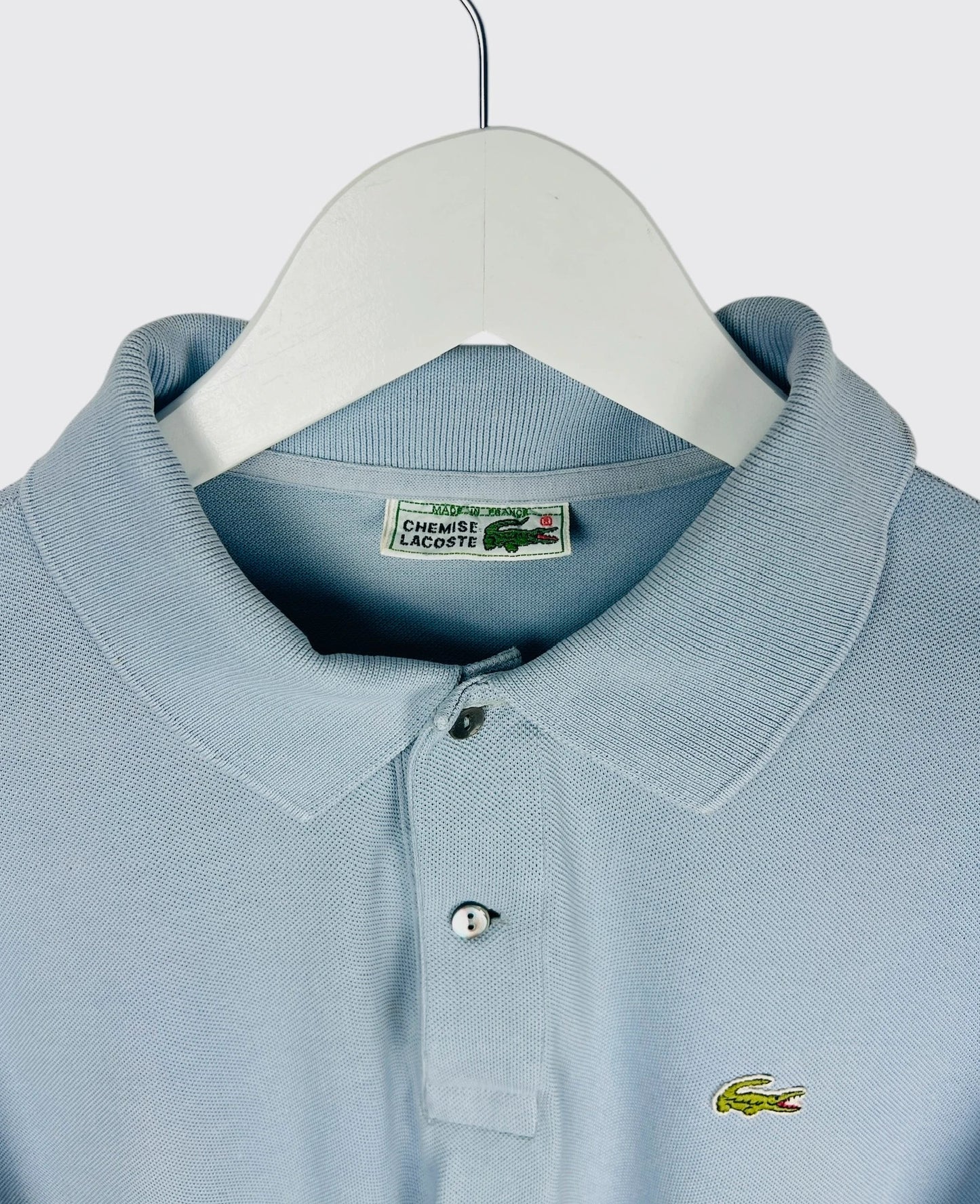 Polo Lacoste Brodé Uni Vintage Bleu - M (B32)