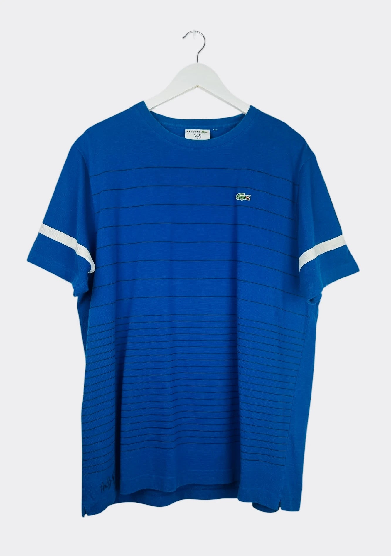 T-Shirt Lacoste Sport Andy Murray Logo Brodé Rayé Tennis Bleu - XL (B20)