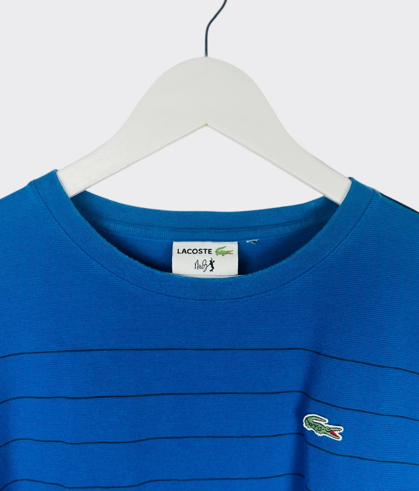 T-Shirt Lacoste Sport Andy Murray Logo Brodé Rayé Tennis Bleu - XL (B20)