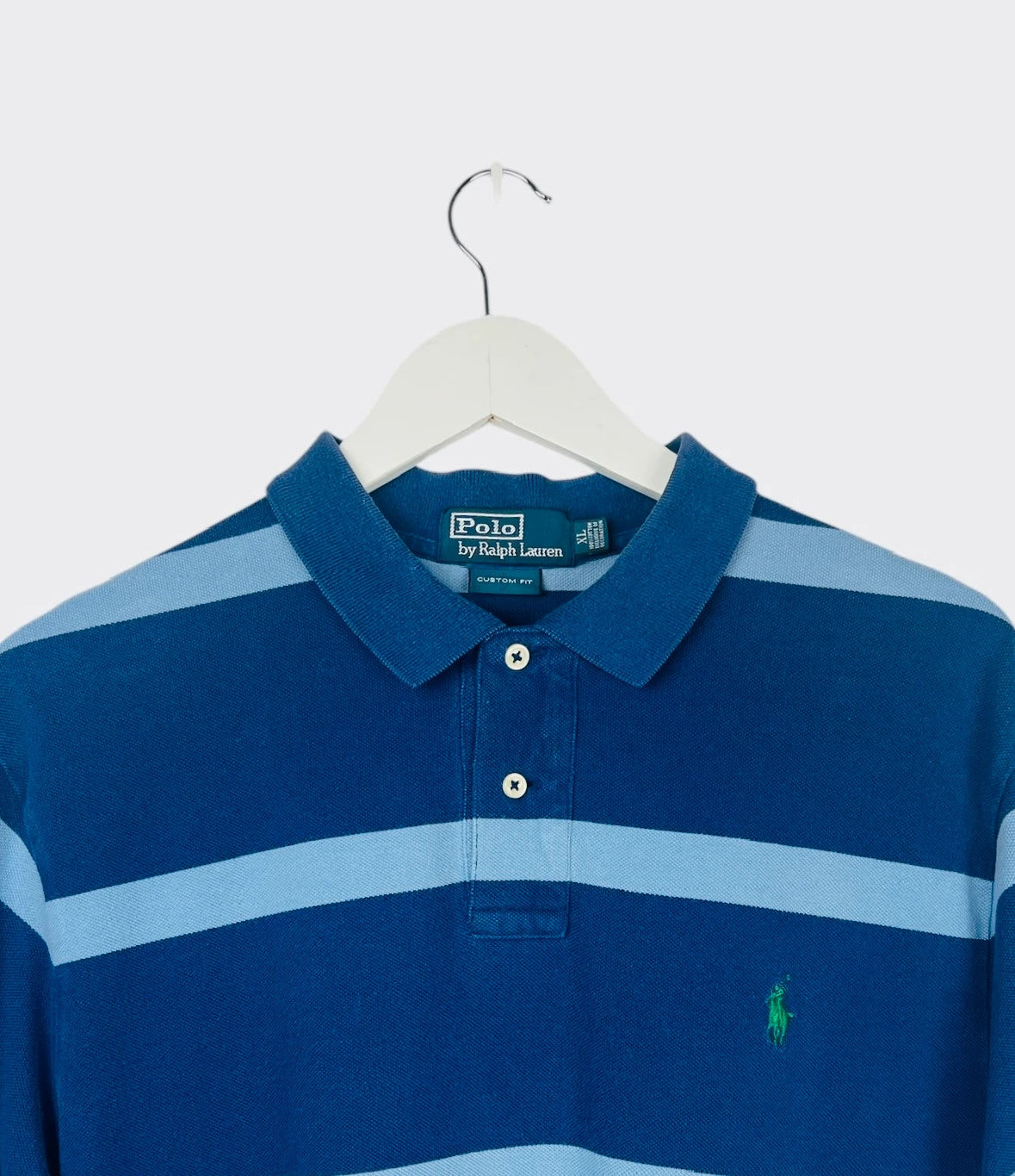 Polo Ralph Lauren Logo Brodé Rayé Bleu - XL (B19)
