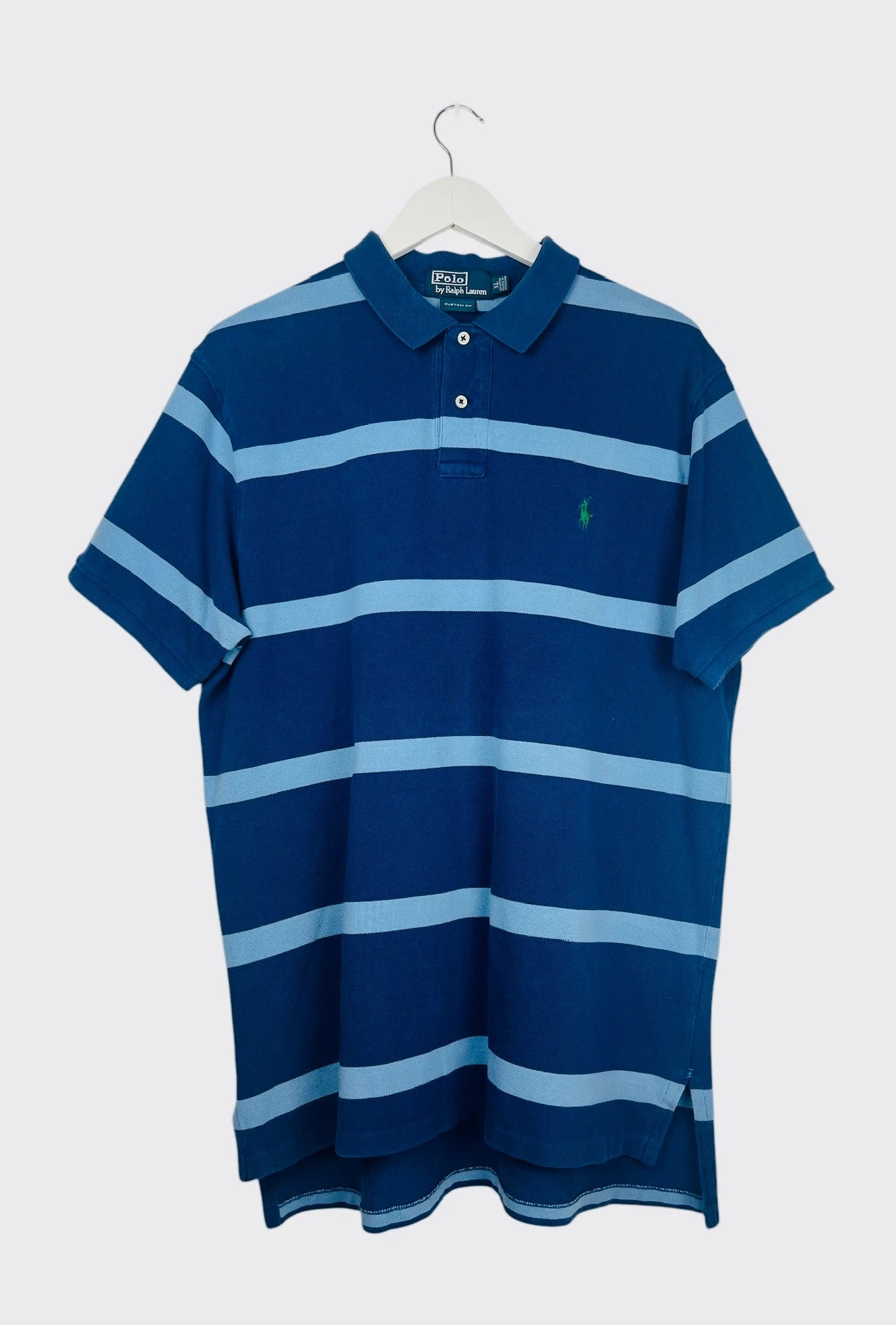 Polo Ralph Lauren Logo Brodé Rayé Bleu - XL (B19)