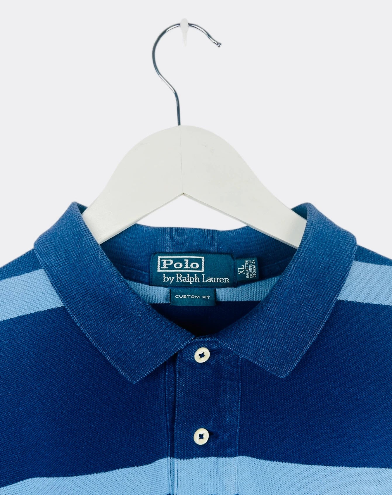 Polo Ralph Lauren Logo Brodé Rayé Bleu - XL (B19)