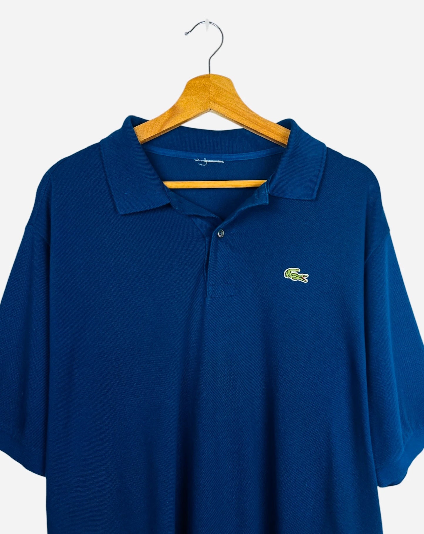 Polo Lacoste Brodé Uni Vintage Bleu Marine - XL (B60)