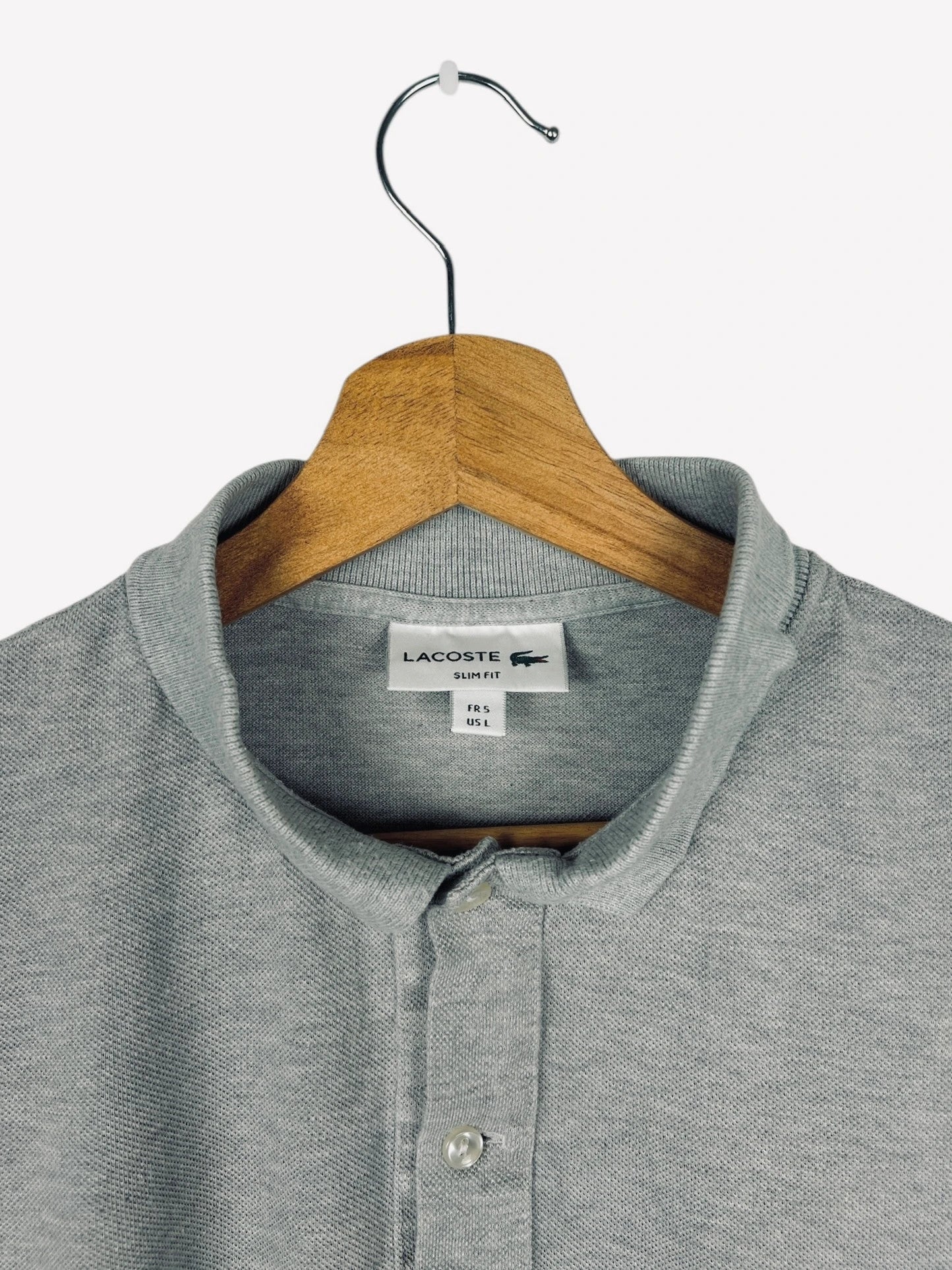 Polo Lacoste Brodé Uni Tennis Gris - L (B84)