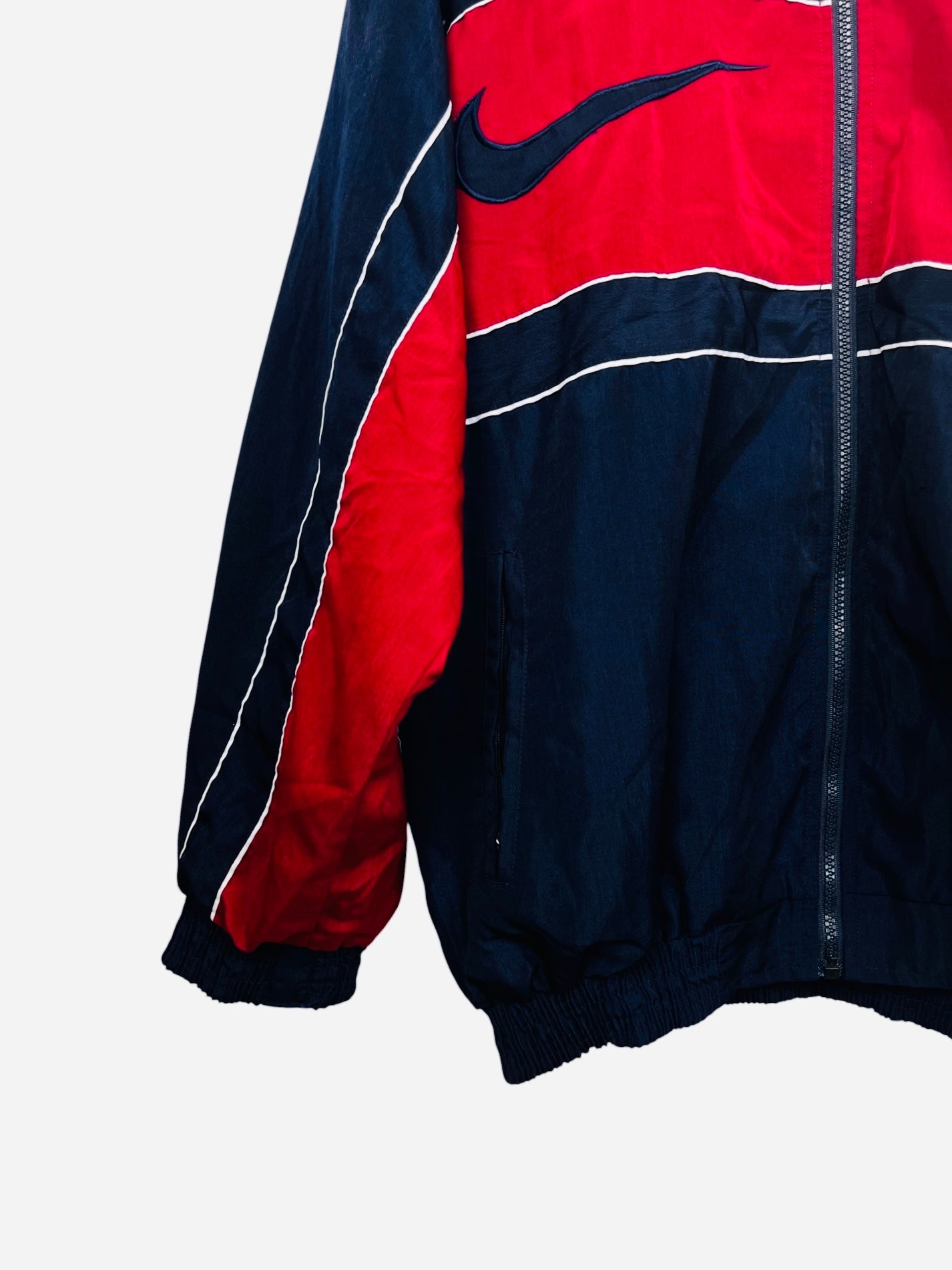 Veste Jacket Football Nike Style Big Boy Vintage Arsenal Bleu Marine, Rouge - L (B156)