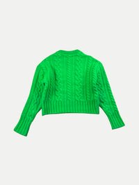 AMI Paris - Pull Vert Lime en Maille Torsadée