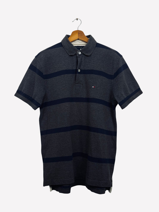 Polo Tommy Hilfiger Brodé Rayé Vintage Style Golf Été Gris, Bleu Marine - S (B152)