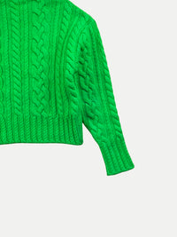 AMI Paris - Pull Vert Lime en Maille Torsadée