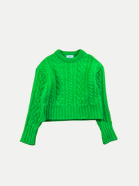 AMI Paris - Pull Vert Lime en Maille Torsadée