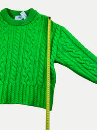 AMI Paris - Pull Vert Lime en Maille Torsadée