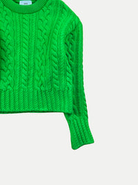 AMI Paris - Pull Vert Lime en Maille Torsadée