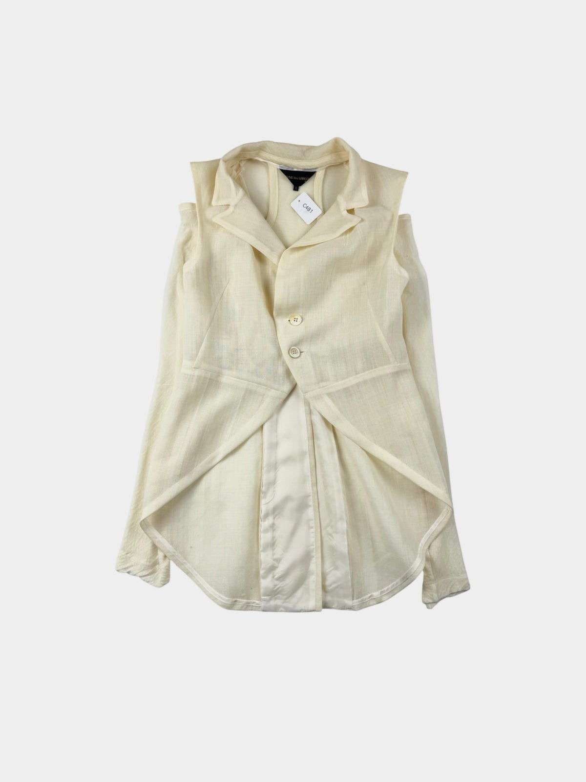 COMME des GARÇONS – Veste écrue transparente déconstruite