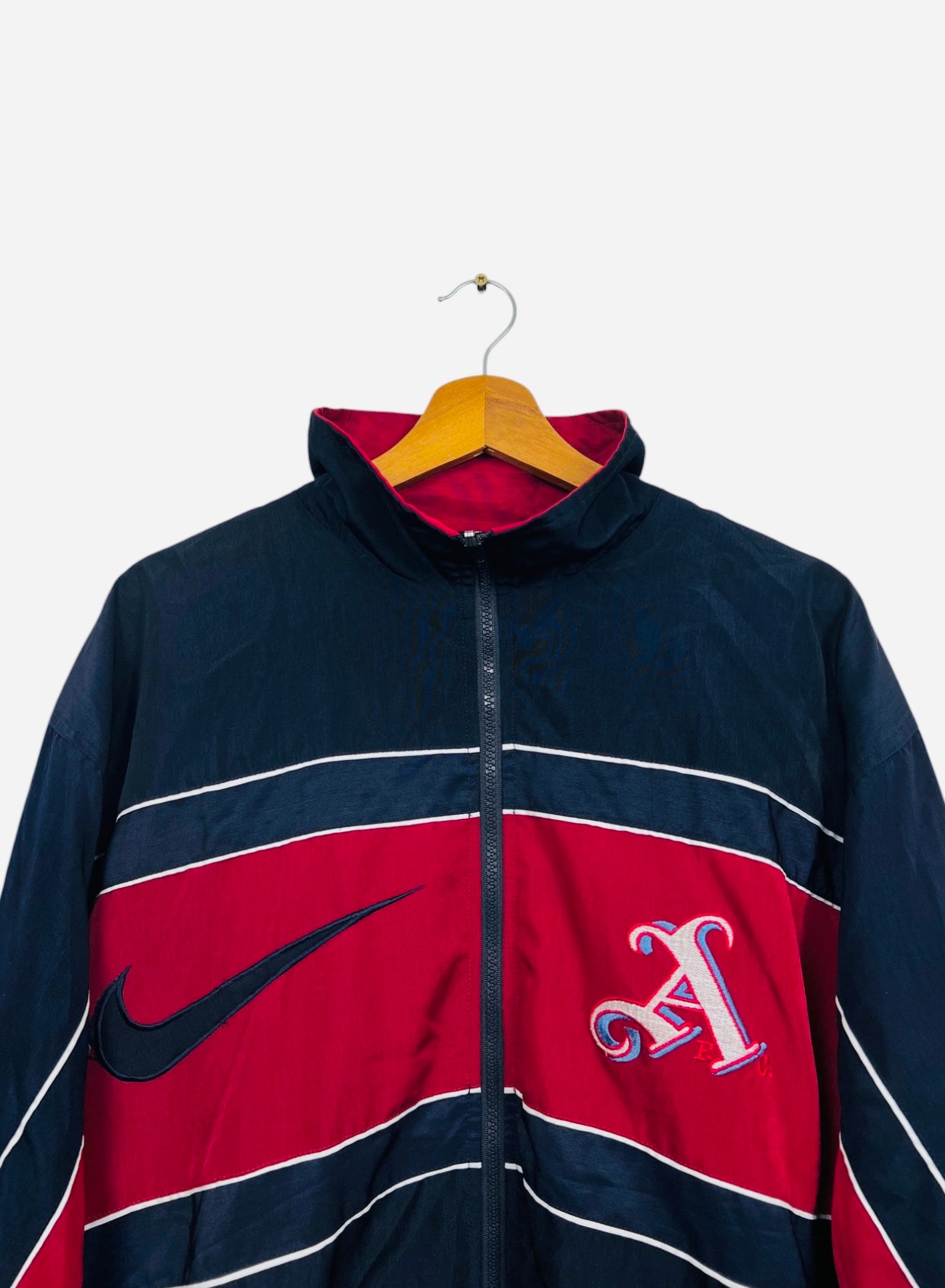 Veste Jacket Football Nike Style Big Boy Vintage Arsenal Bleu Marine, Rouge - L (B156)