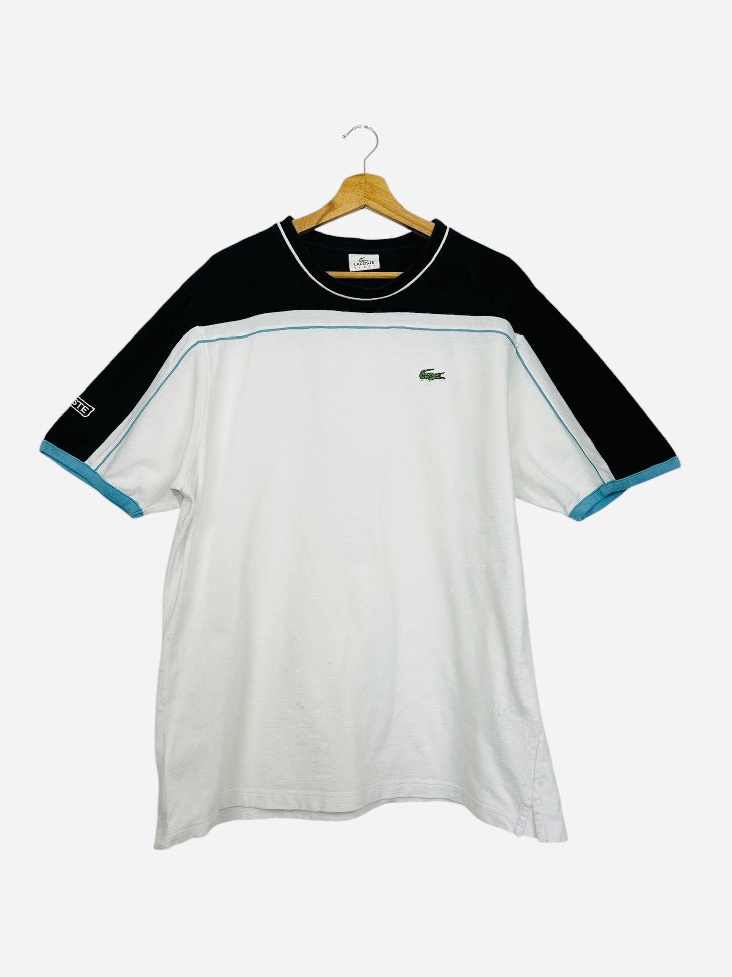 T-shirt Vintage Lacoste Style Polo de Sport Blanc & Noir - XXL (B127)