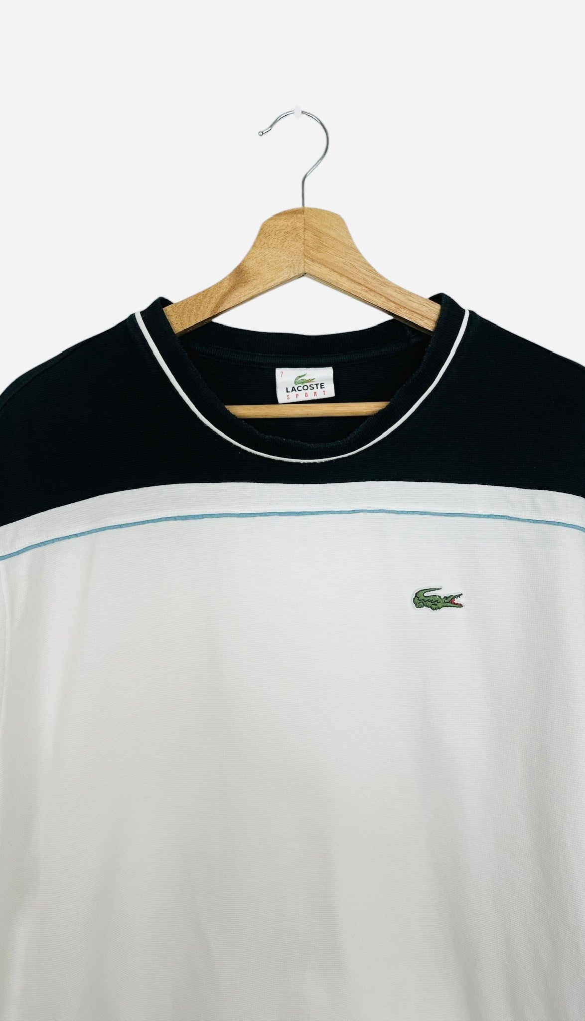 T-shirt Vintage Lacoste Style Polo de Sport Blanc & Noir - XXL (B127)