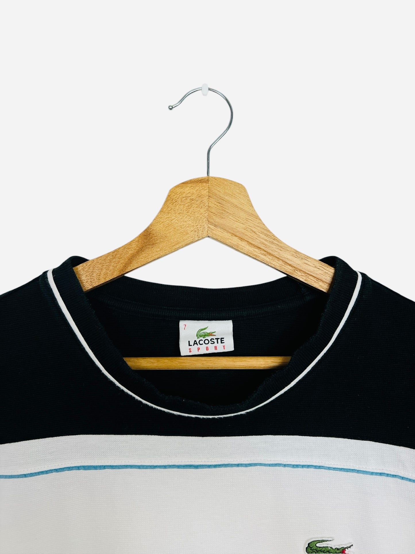 T-shirt Vintage Lacoste Style Polo de Sport Blanc & Noir - XXL (B127)