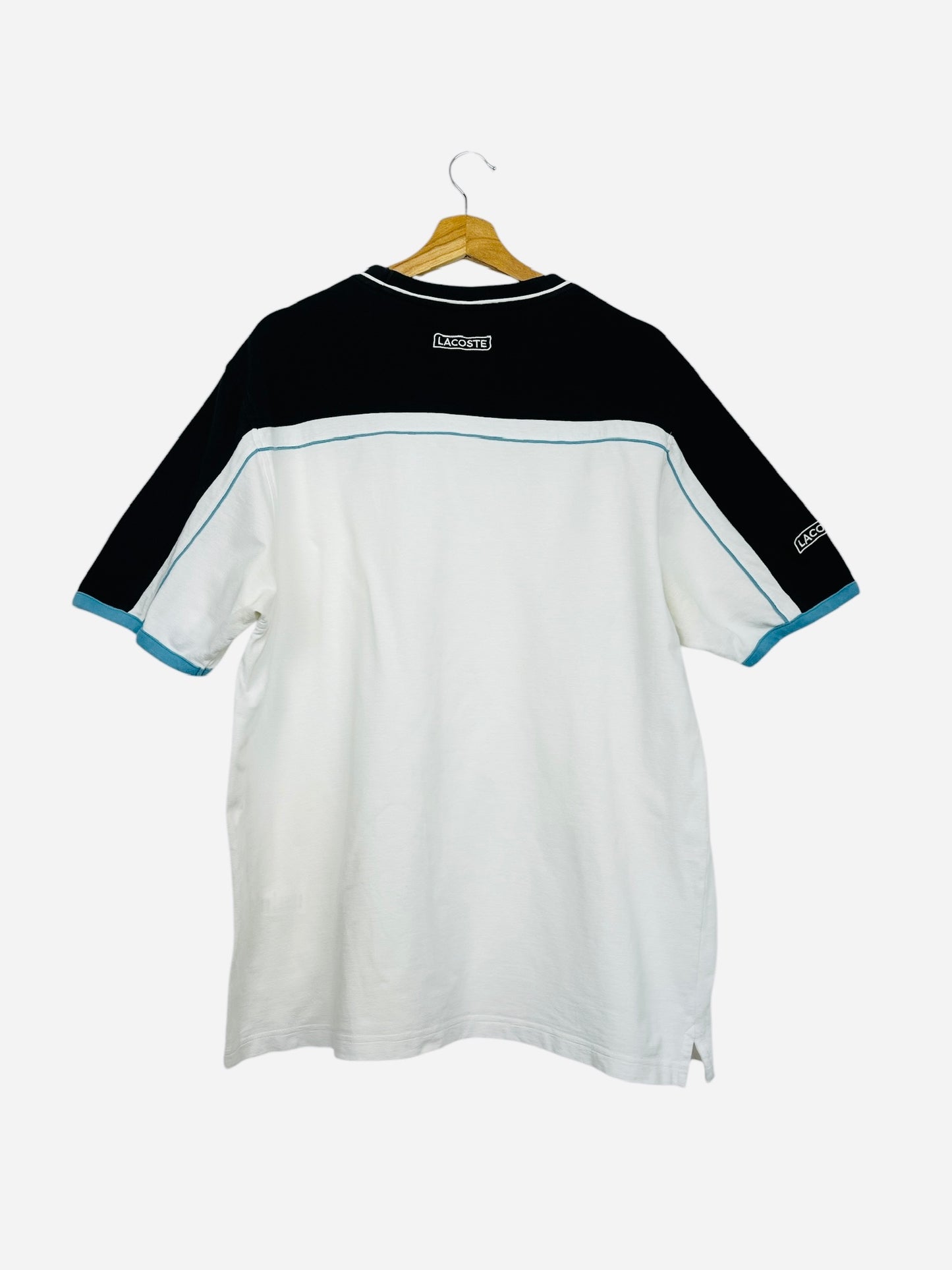 T-shirt Vintage Lacoste Style Polo de Sport Blanc & Noir - XXL (B127)