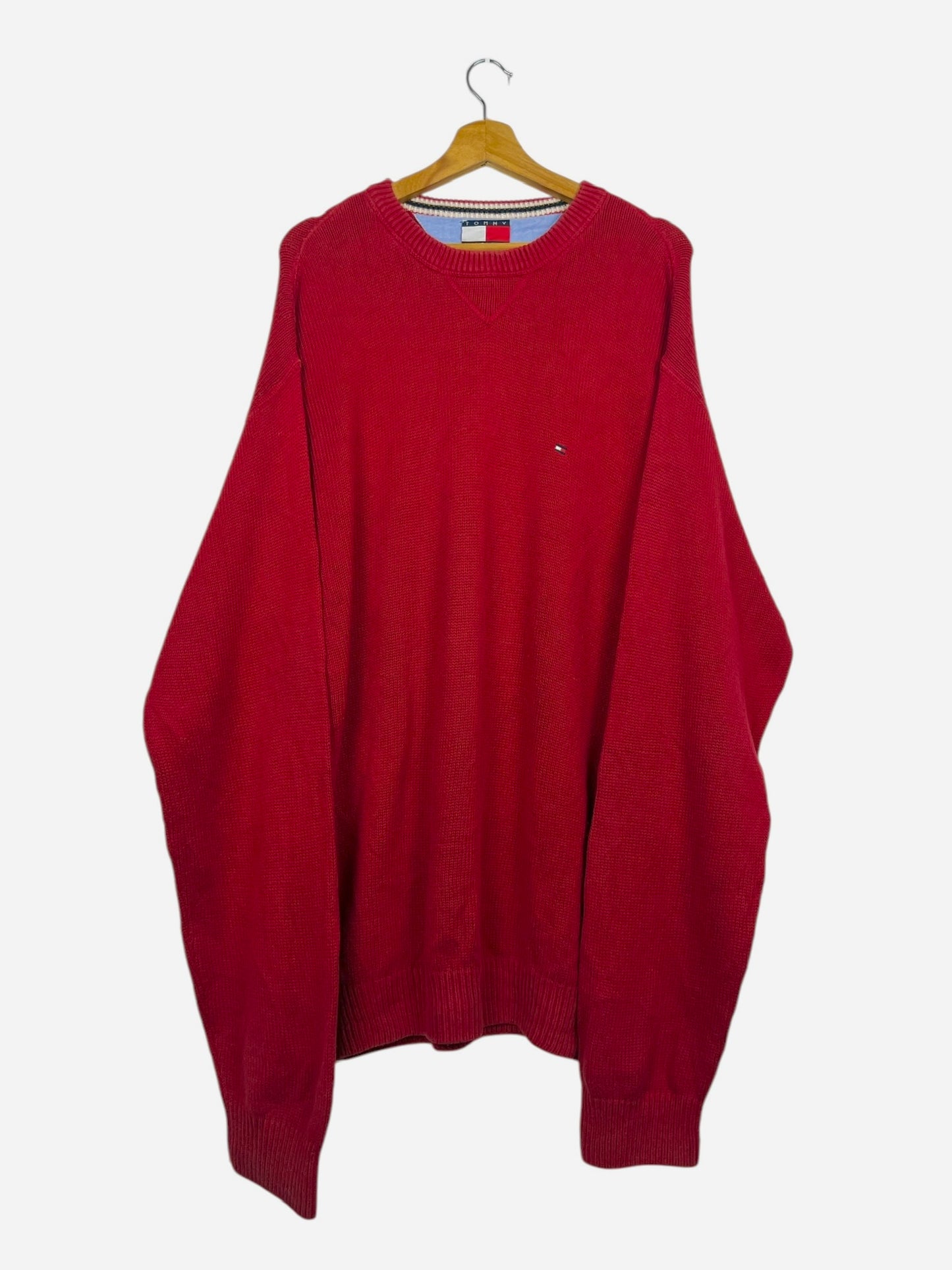 Pull Crewneck Léger Sweat Tommy Hilfiger Rouge Vintage - XL (B128)