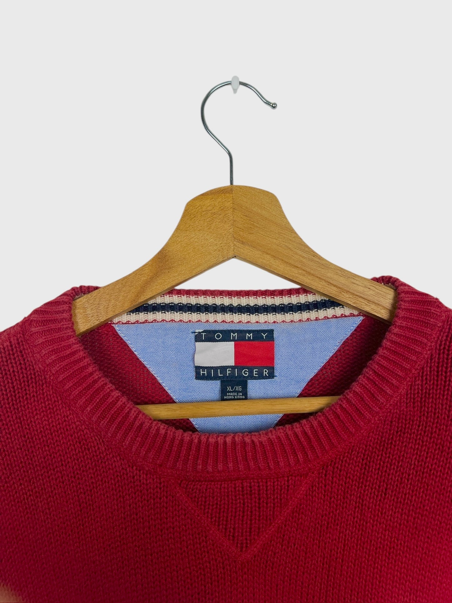 Pull Crewneck Léger Sweat Tommy Hilfiger Rouge Vintage - XL (B128)