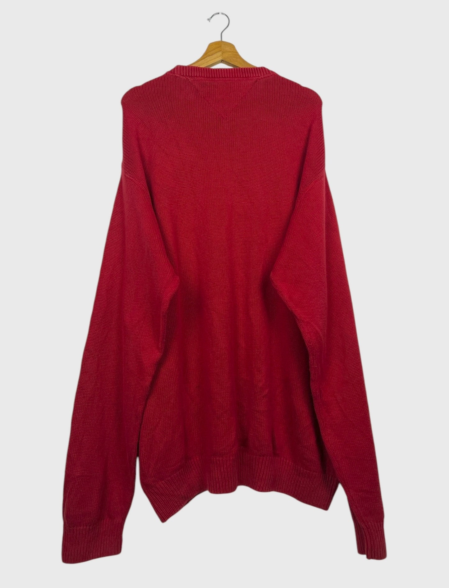 Pull Crewneck Léger Sweat Tommy Hilfiger Rouge Vintage - XL (B128)