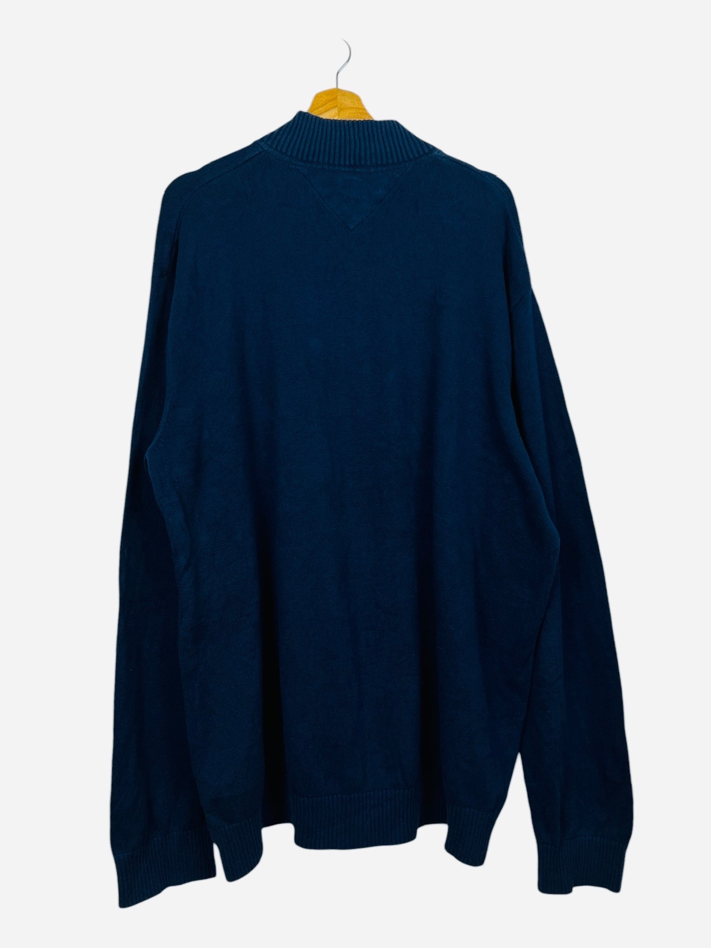 Pull 1/4 Zip Sweat Tommy Hilfiger Y2K Style Bleu Marine Class Vintage - XXL (B129)