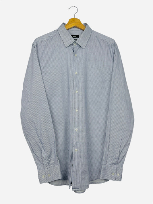 Chemise à Carreaux Hugo BOSS Vintage Luxe Bleu, Gris - L (B125)