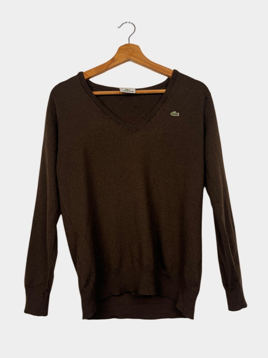 Pull Légé Col V Lacoste Sweat Marron - M (B136)