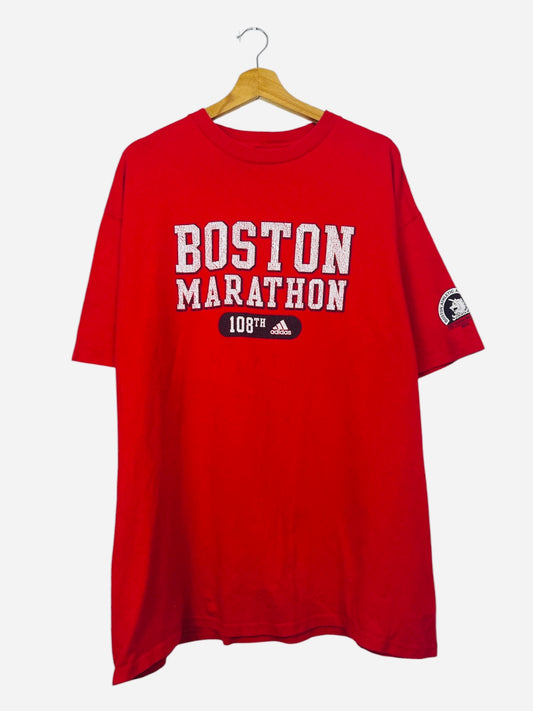 T-shirt Vintage de Sport Marathon Boston Adidias Rouge - L (B135)